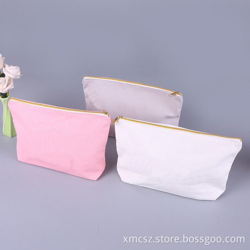 Blank cotton canvas custom logo makeup cosmetic bags